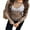 Brown, variant on Rdhnmea Women Long Sleeve T-Shirts Leopard Print Mesh Sheer Round Neck Casual Shirts Spring Fall Slim Fit Blouse Tops