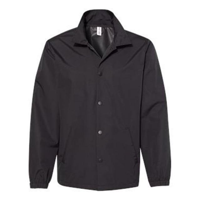 Independent Trading B20876514 Water-Resistant Windbreaker Coachs Jacket, Black & Black - Medium