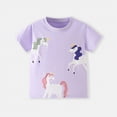 thumbnail image 2 of KPOPLK Girls Casual T Shirts Crewneck Top Short Sleeve Summer Shirt Loose Fit Striped Tee for Kids 1-12Y Size 7-8 Years,Purple, 2 of 7