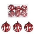 thumbnail image 2 of AYktou 6 Pcs Christmas Ornaments Balls, 2.3 Inch Wavy Grain Hollow Sphere Hanging Pendant Glittering Christmas Tree Decoration Set Christmas Balls Hanging Ornaments for Living Room Party Decor, Red, 2 of 7
