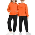 thumbnail image 4 of Auroural Toddler Girl Clothes 4T Set Children's Solid Color Long-sleeved Casual Sports Hoodie Long-sleeved Hooded Top + Two-piece Set With Elastic Waist Orange 4 Years, 4 of 5