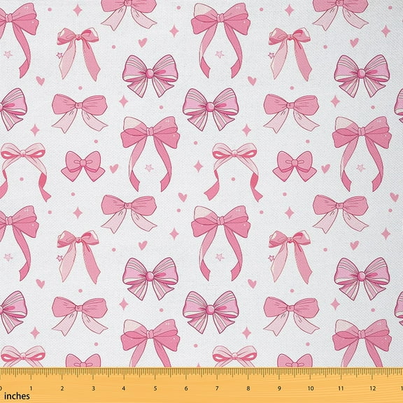 Erosebridal Girly Pink Bowknot Fabric Decor Fabric by The Yard Pink Bow Waterproof Outdoor Fabric Princess Style Upholstery Fabric for Chairs Cute Bowknot Fabric Decor 1 Yard