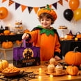 thumbnail image 4 of Halloween Reusable Grocery Tote Bag, Aesthetic Shopping Shoulder Handbag Foldable Non-woven Present Gift for Cookies Candy (Purple), 4 of 6