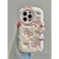 thumbnail image 4 of Cute Embroidery Bow Plush Phone Case For iPhone 15 14 11 12 13 Pro Max Drop Protection Cover FJH, 4 of 6