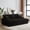 Black, variant on 84Inch Corduroy 3-Seater Sofa with 3 Back Pillows ,2 Toss Pillows , 2 Ottoman ,2Storage Spaces and Cup-Holding Grooves Comfy Sofa- Deep Seat Couch for Living Room (Green)