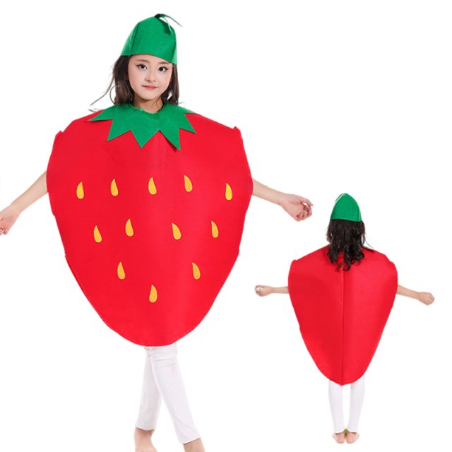 Guardurnaity Lindo juego de rol de frutas para niños, sombrero de sandía y fresa, divertido conjunto de ropa y frutas para actuación en el Disfraces de disfraces disfraz de fresa