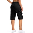 thumbnail image 6 of Long Shorts for Women Lightweight Quick Dry Hiking Cargo Shorts with Pockets Summer Drawstring Bermuda Short Black S, 6 of 8