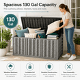 thumbnail image 1 of 130 Gallon Resin Deck Box, Outdoor Lockable Storage Container for Patio Cushions, Garden Tools, Pool Supplies, Toys, Water Resistant and UV Resistant, Reinforced Rib Design, Gray, 1 of 5