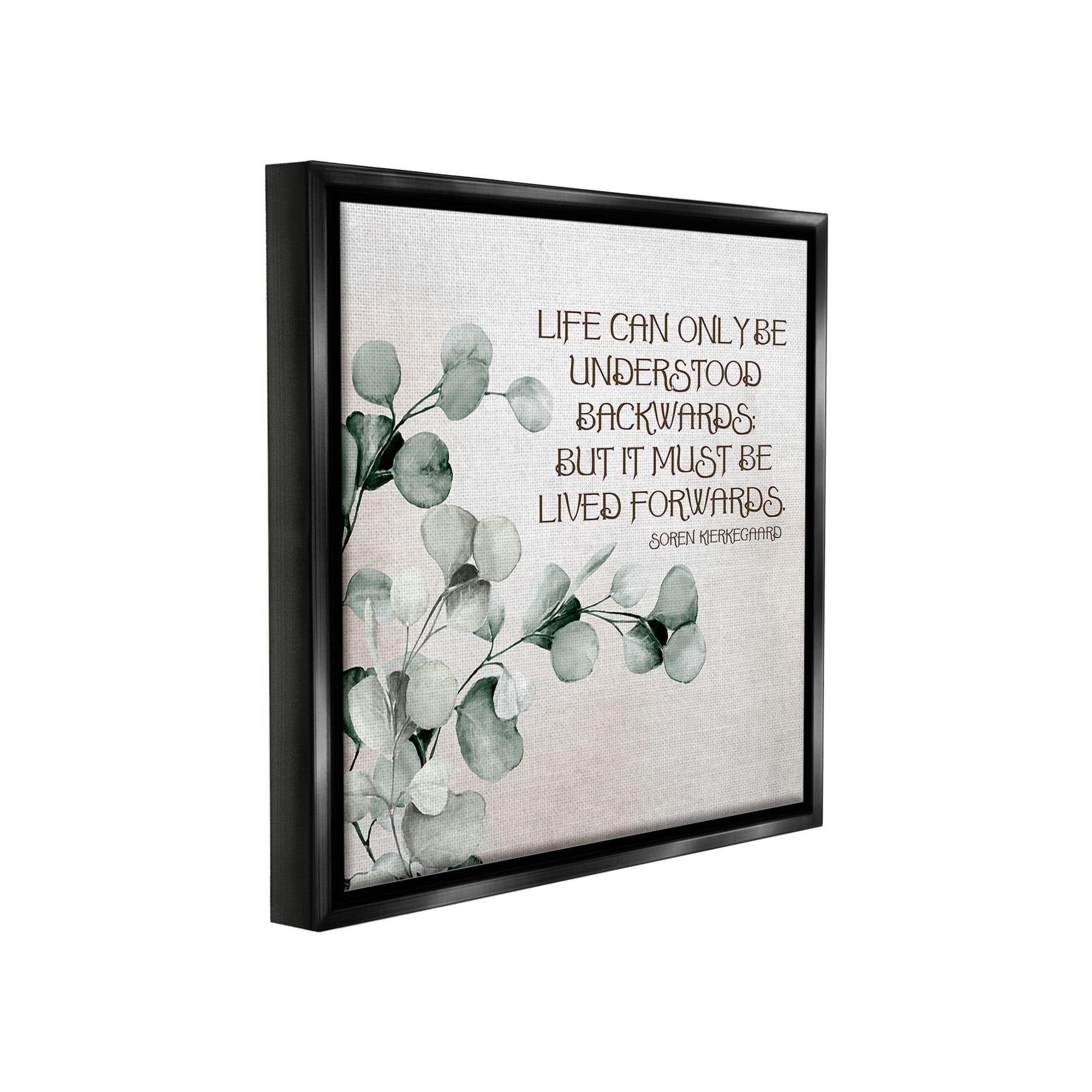 Stupell Industries Soren Kierkegaard Quote Inspirational Painting Black Floater Framed Canvas Art Print Wall Art, 18 x 18