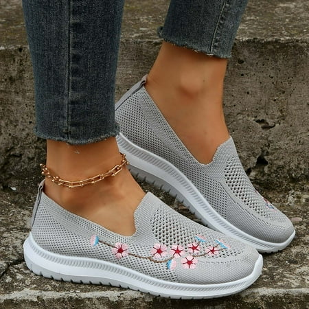 

PEASKJP Women s Walking Shoes Non Slip Shoes Lightweight Casual Walking Shoes Running Sneakers Grey 7.5