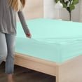 thumbnail image 4 of Sheet has Zipper Fitted Sheet, (King Size 76x80) 10 Inch Deep Pocket, 100% Egyptian Cotton, 800 TC, Solid Aqua Blue Color., 4 of 9