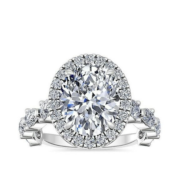 2.00 T.C.W Wonderful Solitaire with Accents Oval Natural Diamond Wedding Ring for Women in Solid 14K White Gold Size 7