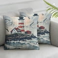 thumbnail image 3 of Lighthouse Decorative Throw Pillow Case, Lighthouse and Seagulls on The Beach Navigational Aid Seaside Waterways Art, Cushion Cover for Couch Living Room Car,  Red Grey White, 3 of 7