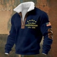 thumbnail image 2 of Men's 250th Anniversary USA Half Zip Pullover United States 250 Years Of Freedom Sweatshirt Patriotic Fleece Collar Shirt, 2 of 4