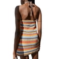 thumbnail image 3 of ITFABS Women's Halter Sleeveless Color Block Crochet Bodycon Mini Dress, 3 of 7