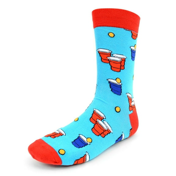 Urban-Peacock Men's Novelty Fun Dress Socks - Beer Pong - Blue