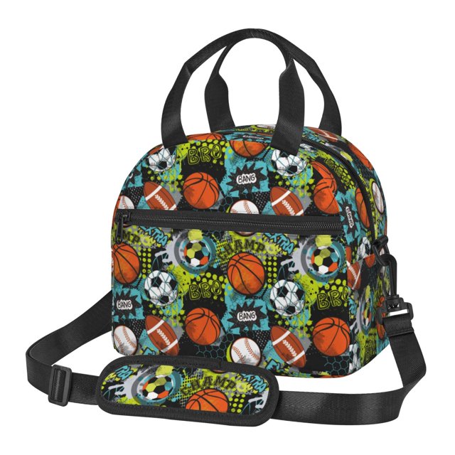 Fotbe Balls Bolsa de Almuerzo con Estampado, Lonchera Aislada, Contenedores de Comida Reutilizables Tipo Cooler a Prueba de Fugas