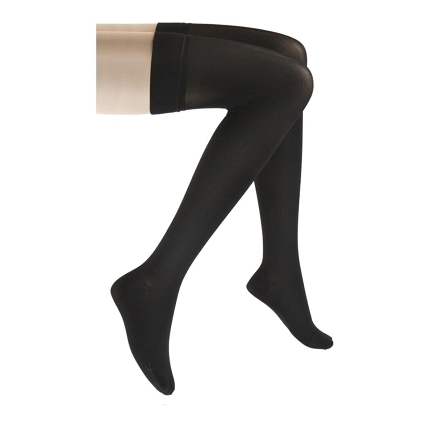 Opaque Thigh High 1520 mmHg Moderate Support Hose Classic Black Large