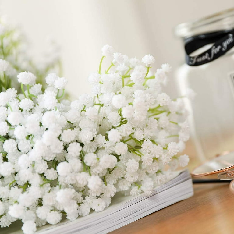 10pcs Babys Breath Artificial Fake Flowers Bouquet Gypsophila Bulk Flower in White for Wedding Crown Home Party Garden Decoration, Size: 7.8 in