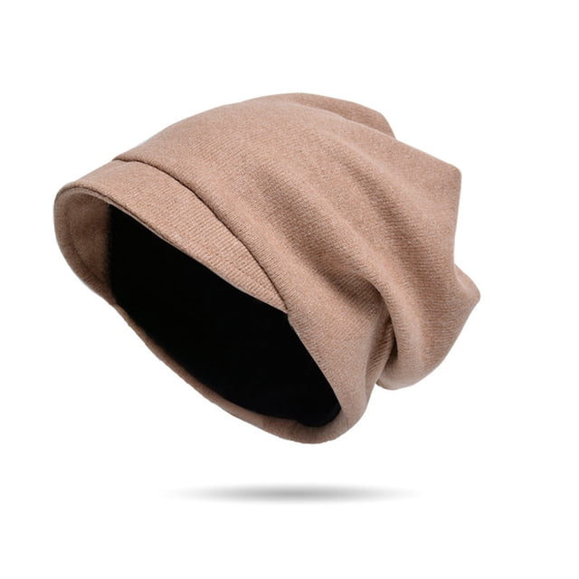 Chapeau d'Hiver Polyvalent pour Femmes en Tricot Chaud à Bord Court, Bonnet à Enfiler, Bonnet Froid, Grand Bonnet Rond