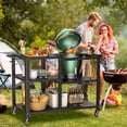 thumbnail image 7 of HARIPUL Outdoor Grill Cart, Patio Cooking Table Stand w/ Wheels & Hook, Outdoor Dining Rack for Camping & Party, Black, 7 of 7