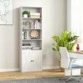 thumbnail image 2 of Costway 71'' Farmhouse Bookcase with Doors with 6 Shelves & 2-Door Cabinet for Bedroom White, 2 of 9