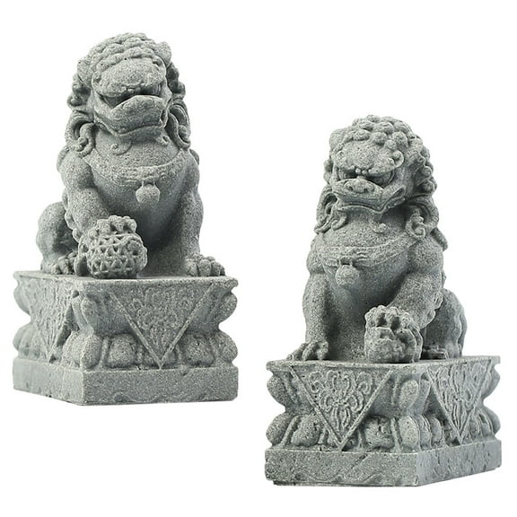 OUNONA 1 Pair of Mini Lion Sculpture Animal Statue Micro Landscape Garden Ornament Decoration
