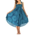 thumbnail image 3 of SWSMCLT Summer Beach Coverup Maxi Skirt for Women Halter Top Midi Dresses Black Charcoal Long Length Spring Casual Hippie Boho Print Shirred Waist Navy Blue Patterned1 Small-Large, 3 of 5