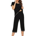 thumbnail image 2 of FAIWAD Womens Pajama Sets 2 Piece Short Sleeve Tops and Cropped Pants Spring Loungewear Loose Outfits, 2 of 5