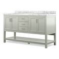 thumbnail image 2 of Furniture of America Freya 61" Gray Double Bathroom Vanity with White Carrera Marble Top and Undermount Sink, 2 of 13