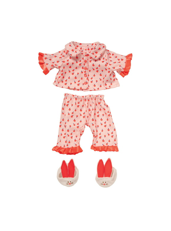 Manhattan Toy Baby Stella 3-Piece Cherry Dream Baby Doll Pajama Set with Slippers for 15-Inch Soft Dolls