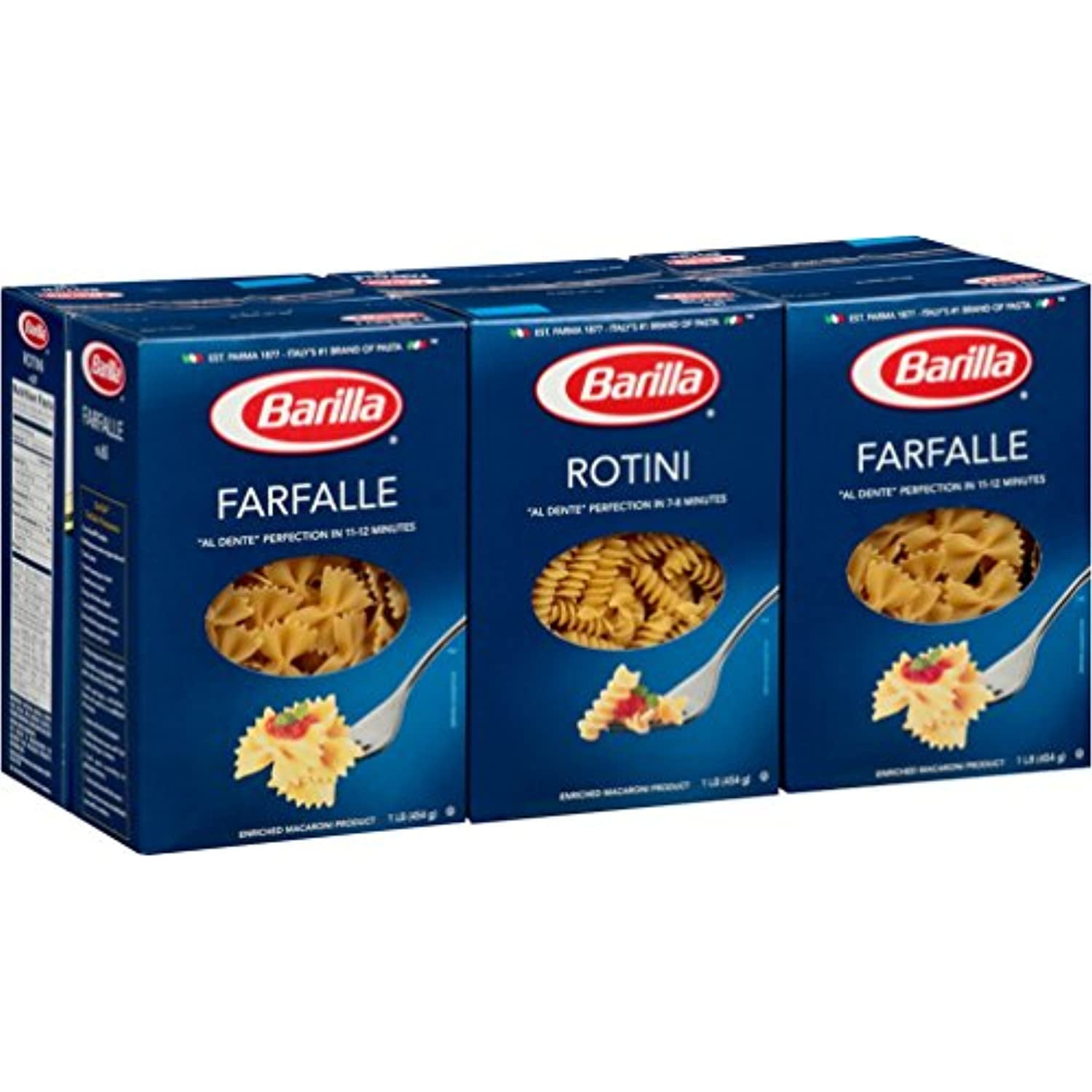 Barilla Pasta Variety Pack, Rotini & Farfalle, 16 Ounce (Pack Of 6