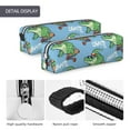 thumbnail image 4 of Pofeuu Crocodile Riding Skateboard Print Leather Pencil Case, Leather Pencil Pouch Large Capacity, Big Pencil Pouch with Zipper Vintage Pen Bag Fountain Pen Holder, 4 of 7