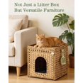 thumbnail image 6 of Cat Litter Box Enclosure, PE Rattan Hidden Kitty House, Natural, 6 of 6