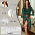 thumbnail image 6 of Yuyamidu Xmas Tree Bathrobes for Women 3/4 Sleeve Robes Size 2XL Bow Kimono Robe Christmas Nightgown with Waist Belt for Morning Routine Ladies V Neck Sleep Dress, 6 of 7