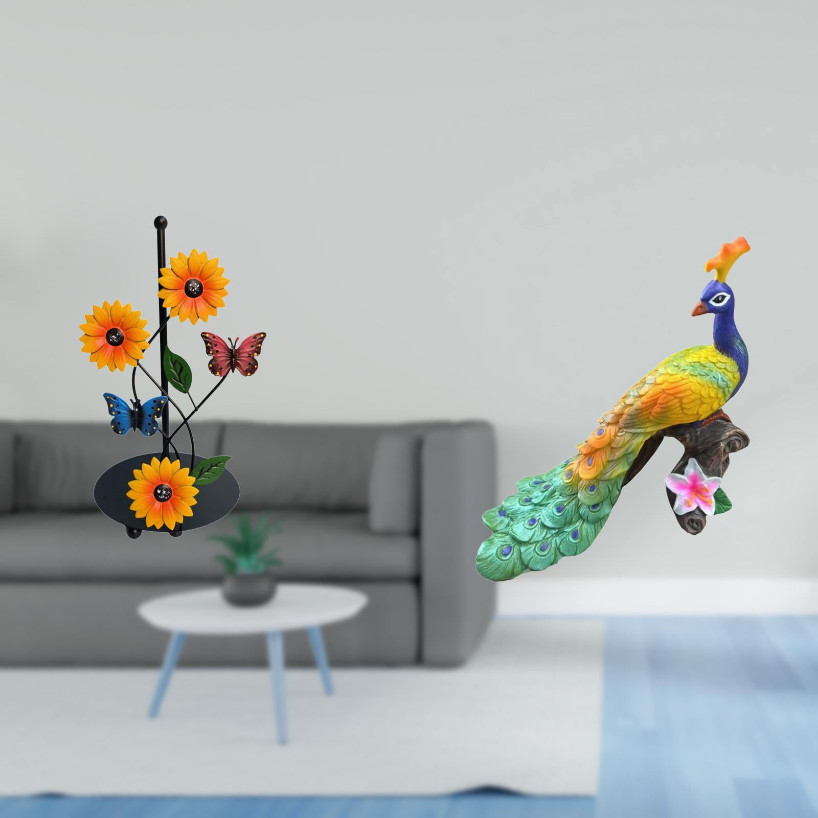 Fiocias Peacock Toilet Paper Holder Paper Towel Holder Countertop Statue Decorative Sculpture Iron Resin Material Stable Weighted Base Suitable for