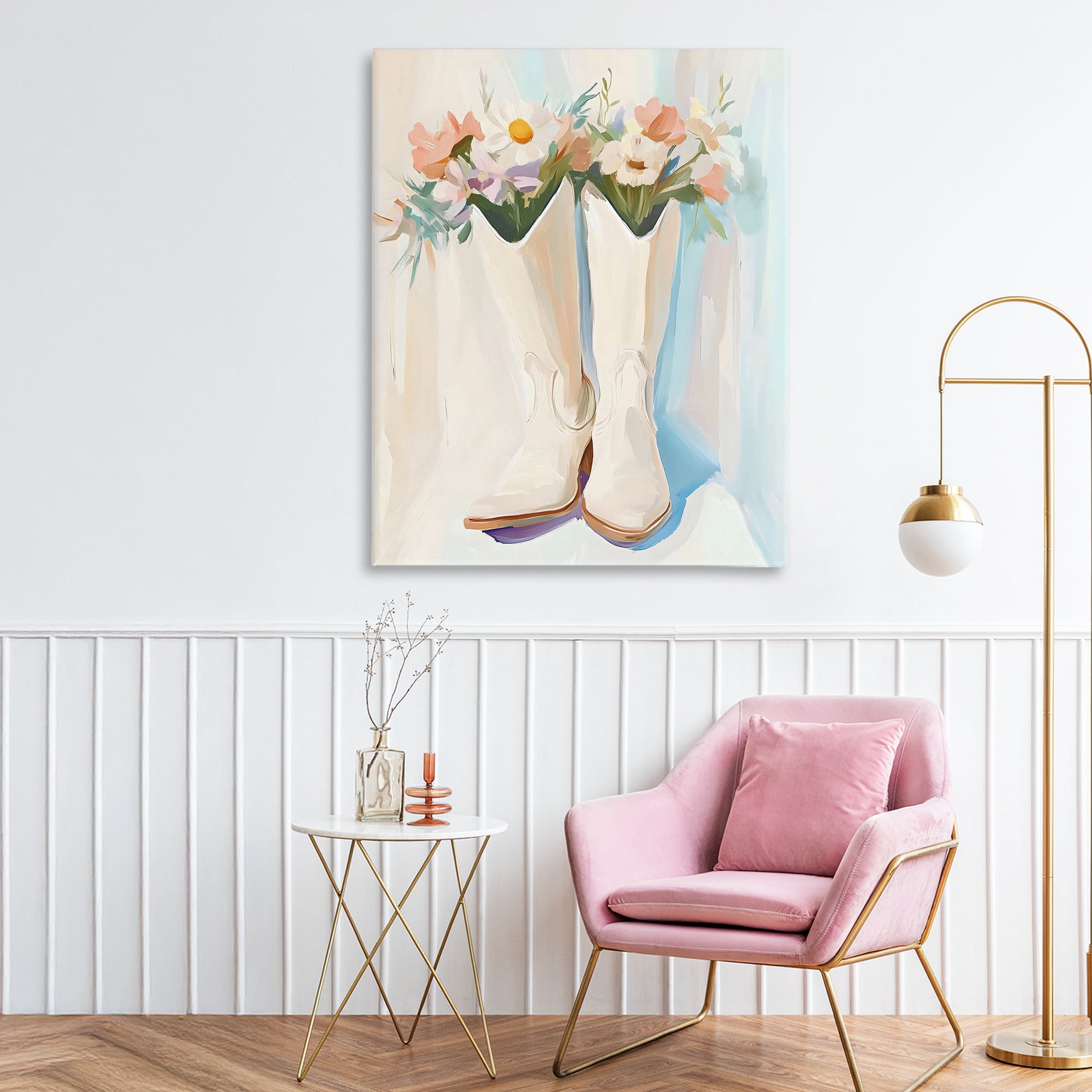 Stupell Industries Floral White Cowgirl Boots Canvas Wall Art, design by The Prints Vibe