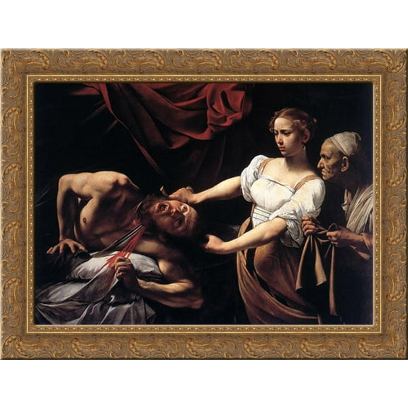 Judith Beheading Holofernes 24x20 Gold Ornate Wood Framed Canvas Art by Caravaggio