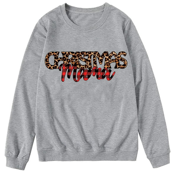 LSLJS Christmas Family Pajamas Matching Sets, Parent-child Attire Christmas Printed Long Sleeve Shirts Tops Pullover Family Matching Mom Sweatshirts for Adults and Kids Holiday Xmas Sleepwear Set