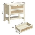 thumbnail image 4 of Surmoby 26.7"W Boho Nightstand Set of 2 - Coastal Farmhouse Bedside Tables with 2 Rattan Drawers & Open Shelf, Cream White Finish for Bedroom/Living Room, 4 of 10