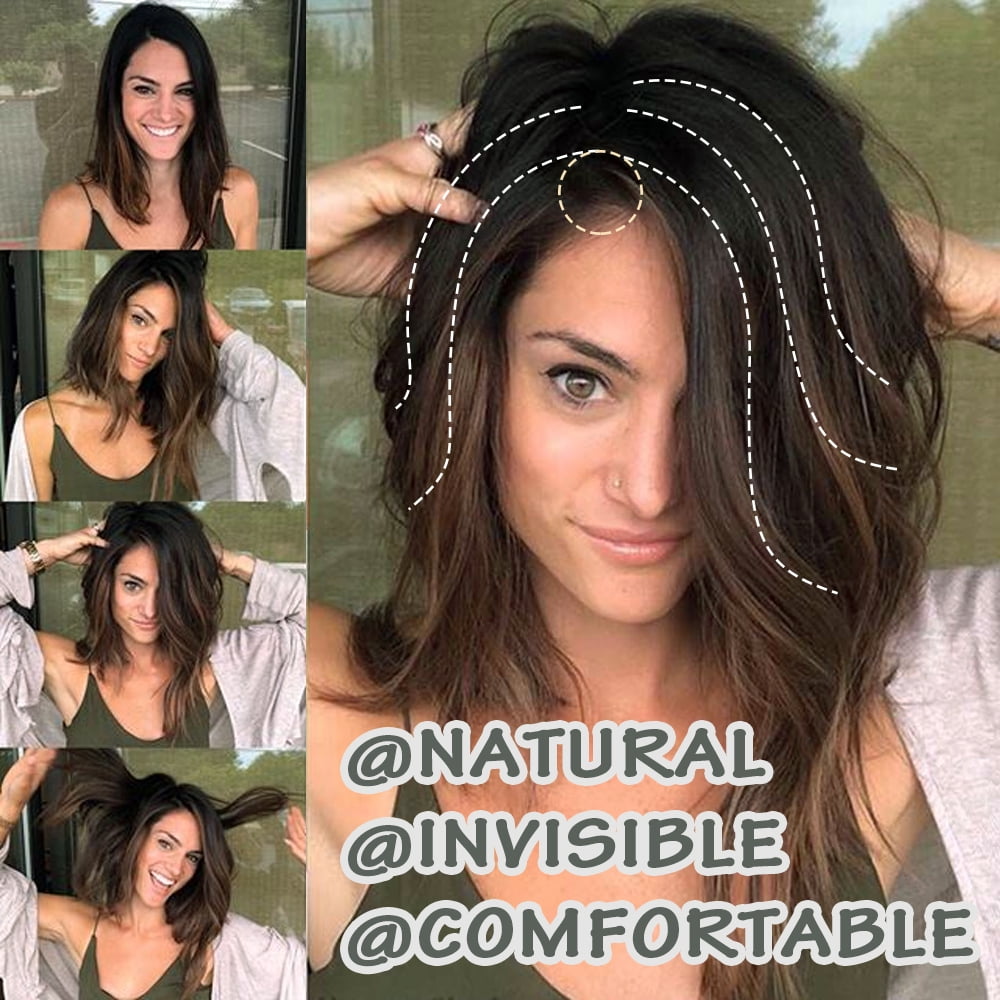Clip In Hair Extensions 100% Remy Real Human Hair Piece Top Piece Toupee Woman's Topper For Thin Hair Hairpiece For Hair Loss Cover Russian Hair 6-18 inch Brown