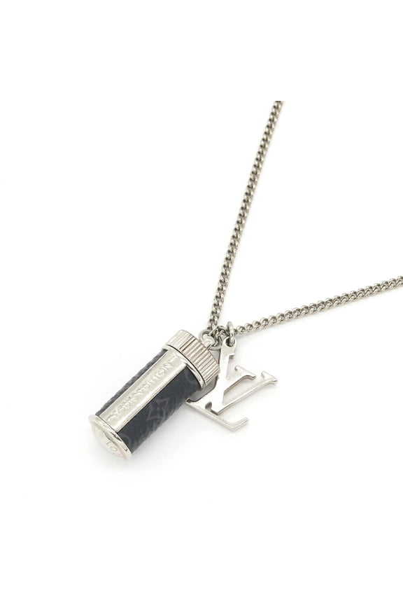 Pre-Owned Louis Vuitton Monogram Eclipse Collier Charms Necklace M63641 Leather Metal Pendant...