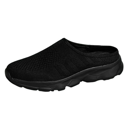 

Jungdeepe Fashion Summer Women Slippers Mesh Breathable Lightweight Flat Bottom Half Slippers Casual