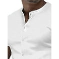 thumbnail image 3 of DYMADE Men's Henley Stand Collar Cardigan Solid Color Shirt, 3 of 4