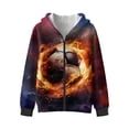thumbnail image 2 of Psesaysky Boys Zip Up Hoodies Soccer Flame Print Teen Hooded Sweatshirts Warm Jackets Kids Fall Fashion Outfits Winter Clothes, Size S, 2 of 7