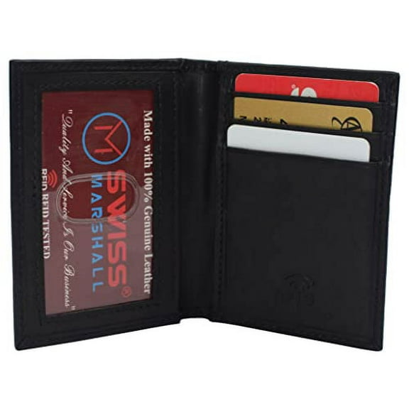 RFID Blocking Slim Card Wallet Bifold Card Case Genuine Leather Front Pocket Wallet Minimalist Credit Card Holder
