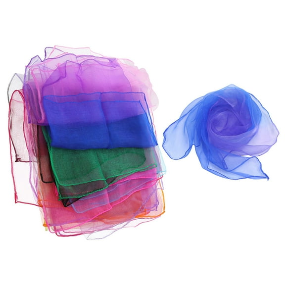 GAXIRE 15-Piece Small Square Dance Scarves Assorted Colors Chiffon Lightweight Accessories for Dance Studios and