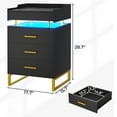 thumbnail image 2 of LED Nightstand  with 3 Drawers and 1 Pull-Out Tray,Black Nightstand with USB Port Charging Station,End Side Table with Storage and LED Lights & Metal Legs, 2 of 9