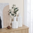 thumbnail image 3 of LuxenHome 2-Piece White Fluted Stoneware Table Vase Set, 3 of 5
