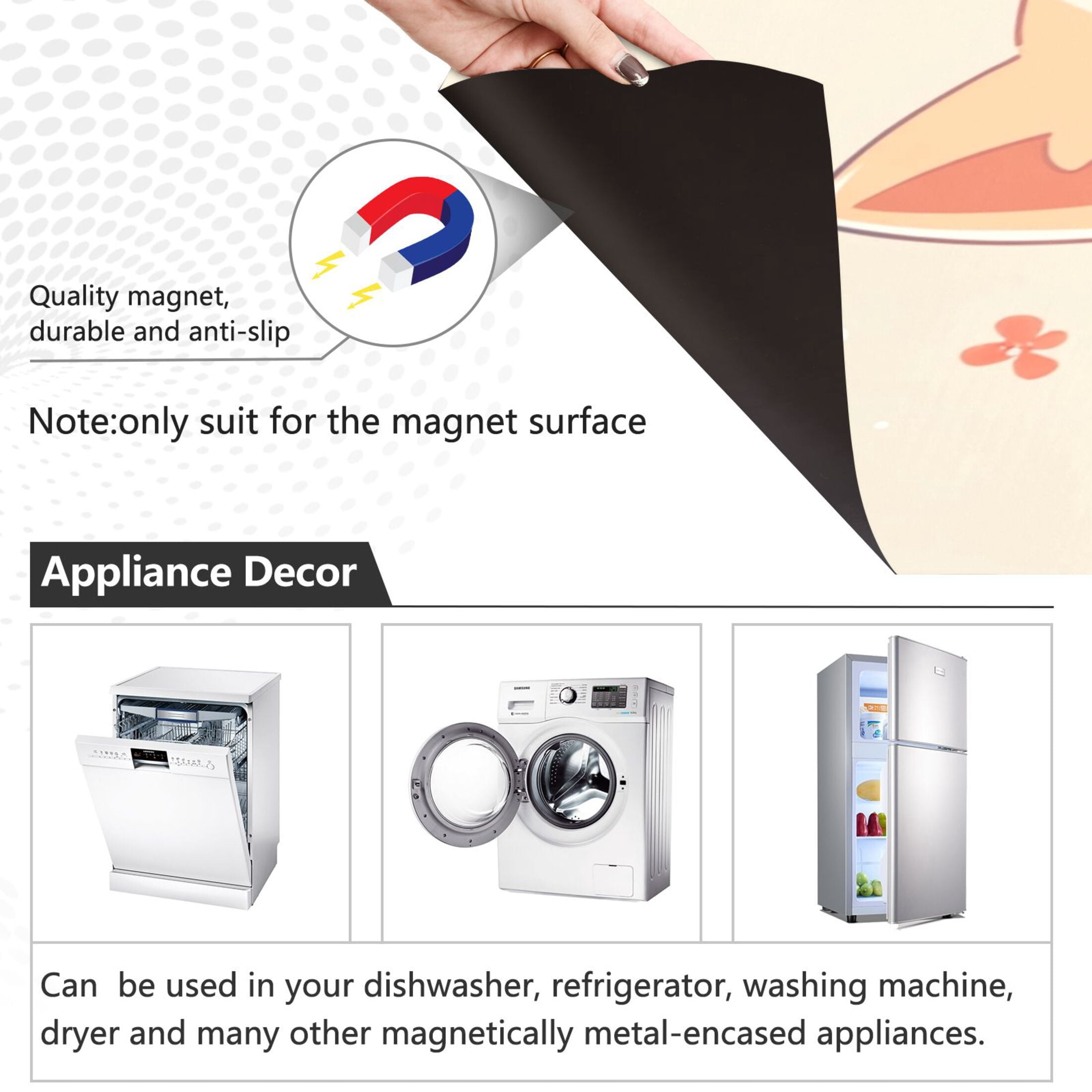 Dishwasher Magnetic Sticker 23x26 Inch Refrigerator Magnetic Sticker Washing Machine Magnetic Sticker Kitchen Panel Magnetic Sticker Home Decor A Cartoon Orange Cat